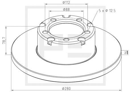 PE AUTOMOTIVE Тормозной диск 016.285-00A